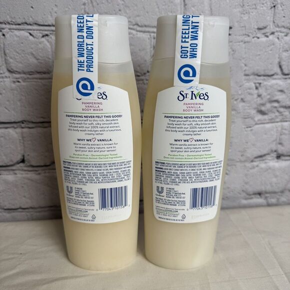 (2) St‎ Ives Pampering Vanilla Body Wash Paraben Free 13.5 Oz Discontinued NOS - Picture 2 of 2